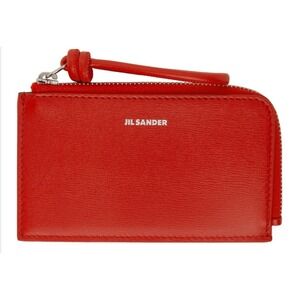 JIL SANDER GIRO ENVELOPE EW Card Case/Coin Case J07UI0003 L-Zip Red $450 Italy